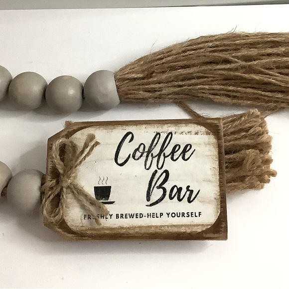 FARMHOUSE WOODEN BEAD GARLAND Coffee Bar - Picture 4 of 7